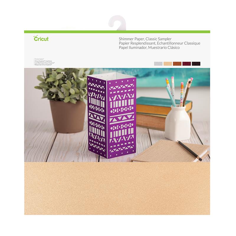 Cricut Pack de 10 cartulinas con purpurina colores básicos 30 x 30 cm